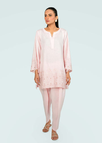 Baby Pink Embroidered Co-ord