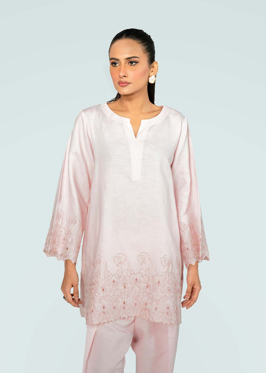 Baby Pink Embroidered Co-ord