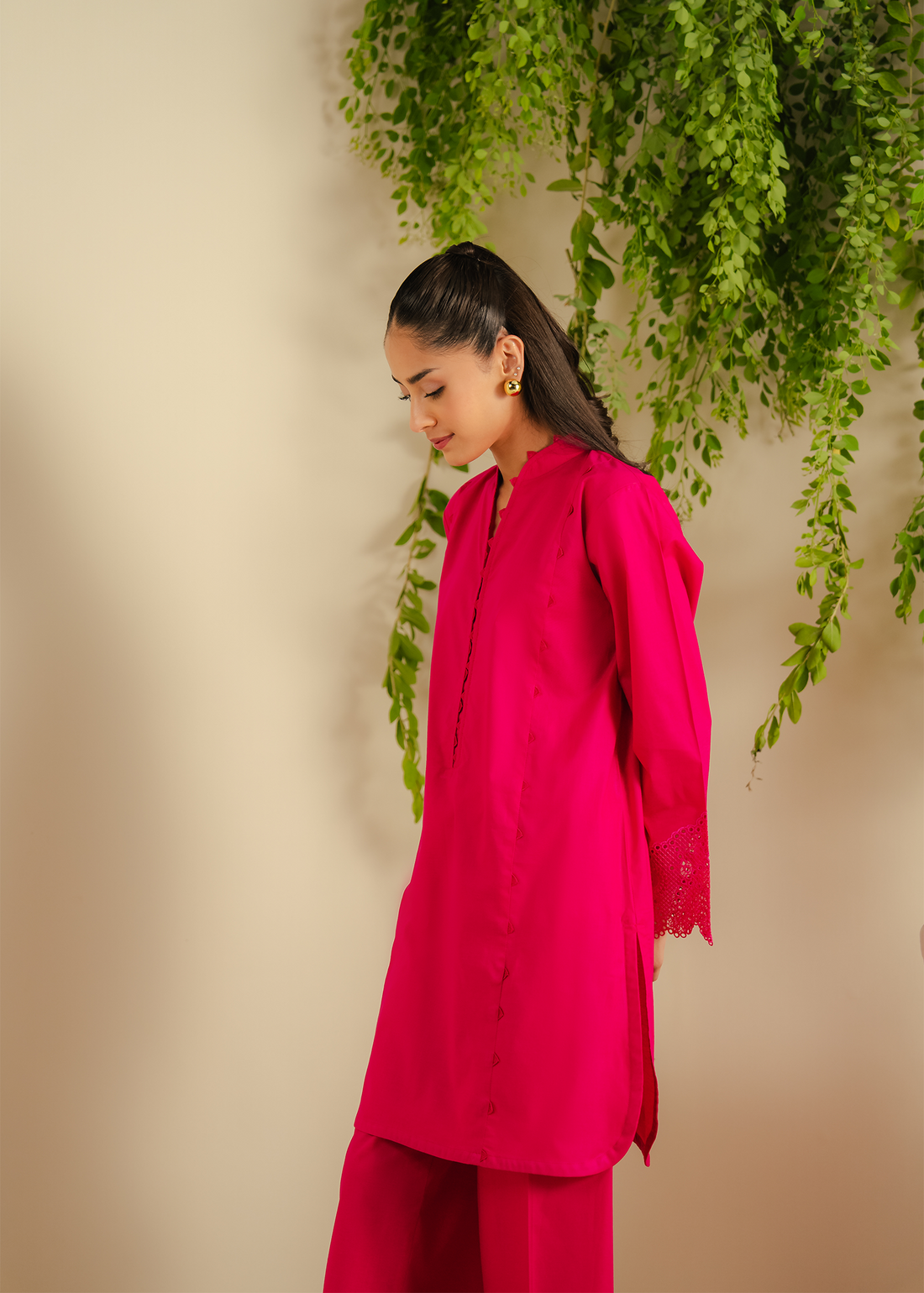 Shocking Pink Embroidered Suit