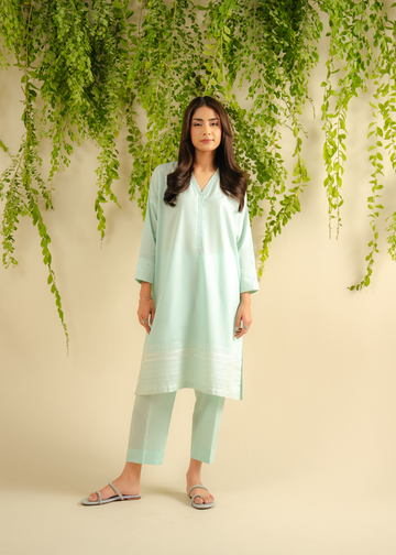 Ice Blue Embroidered Suit
