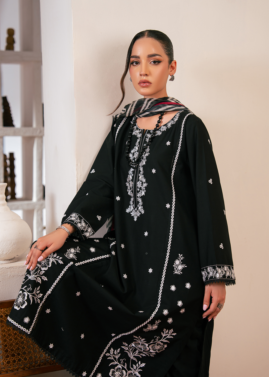 Black Embroidered Suit